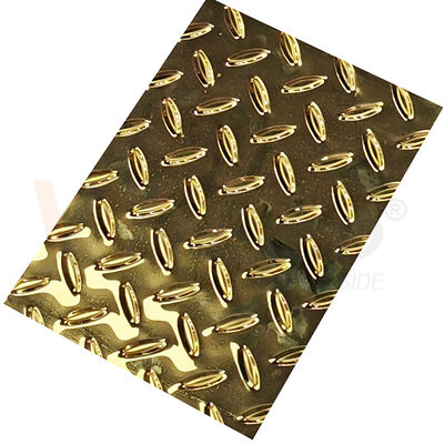 คุณภาพ  Rice Grain Diamond Embossed Stainless Steel Sheet Anti Skid Plate With Titanium Gold Color โรงงาน