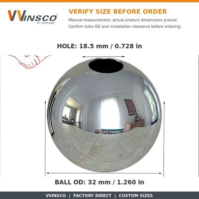 คุณภาพ  Polished Stainless Steel Double-Hole Decorative Ball with Customizable Hole Diameter in 201/304/316 Grades โรงงาน