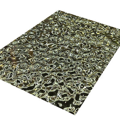 แผ่นสแตนเลสนูนขนาดกลาง Water Ripple 8K Titanium Gold Mirrored
