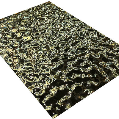 แผ่นสแตนเลสนูนขนาดกลาง Water Ripple 8K Titanium Gold Mirrored