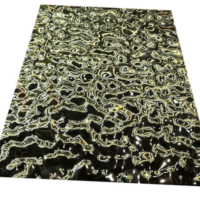 แผ่นสแตนเลสนูนขนาดกลาง Water Ripple 8K Titanium Gold Mirrored