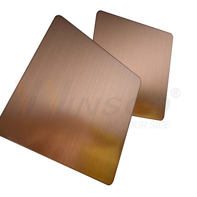 Anti Finger Copper Color Hairline Finish แผ่นสแตนเลสสำหรับแผงประดับ