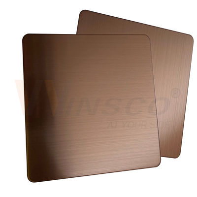 Anti Finger Copper Color Hairline Finish แผ่นสแตนเลสสำหรับแผงประดับ