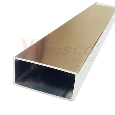 Decorativo TUBO RECTANGULAR BRILLANTE POLISHED 600 C-304 X 6 METROS Stainless Steel Inox Flat Pipe