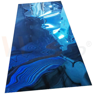 4ftx8ft ผนังโลหะไร้สารสกัด 1220mmx2440mm SS 201 ผนังเหล็กไร้สารสกัดสีฟ้า ความหนา 3.0mm