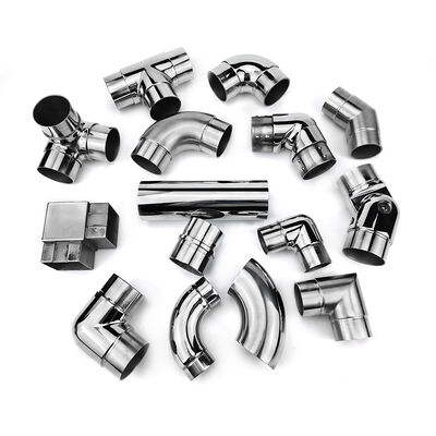 Mirror Polished Stainless Steel 90 Degree Handrail Elbow Connector for Round Tubes