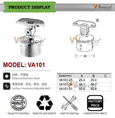 Angle Adjustable Stainless Steel Handrail Bracket Railing Saddle | 304 316 | Winsco Metal VA101