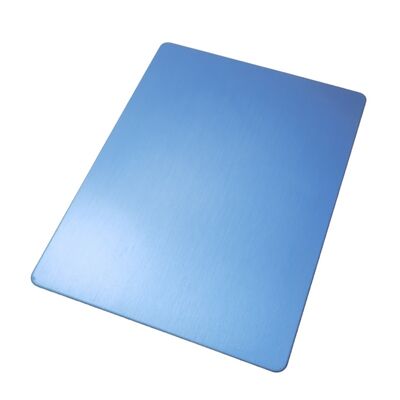 แผ่นสแตนเลส SS201 รีดเย็น PVD สีน้ำเงินลายเส้นผม No.4 ขนาด 1220×2440 มม. 4x8 ฟุต แผ่นตกแต่งสแตนเลส