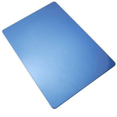 แผ่นสแตนเลส SS201 รีดเย็น PVD สีน้ำเงินลายเส้นผม No.4 ขนาด 1220×2440 มม. 4x8 ฟุต แผ่นตกแต่งสแตนเลส